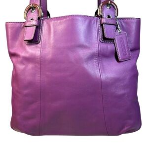 Coach  Leather Soho North South Tote Shoulder Bag. Berry Purple Color